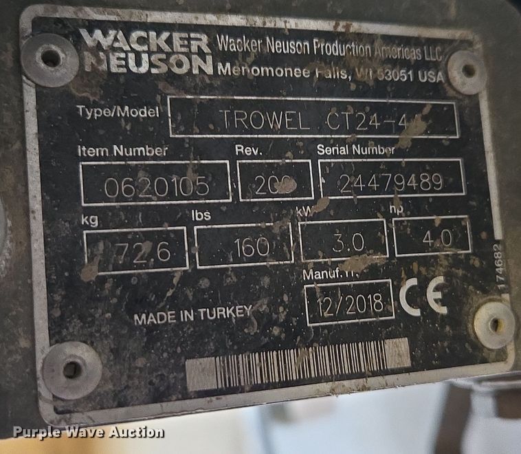image for item EQ3821 (2) Wacker Neuson CT24-4A power trowels