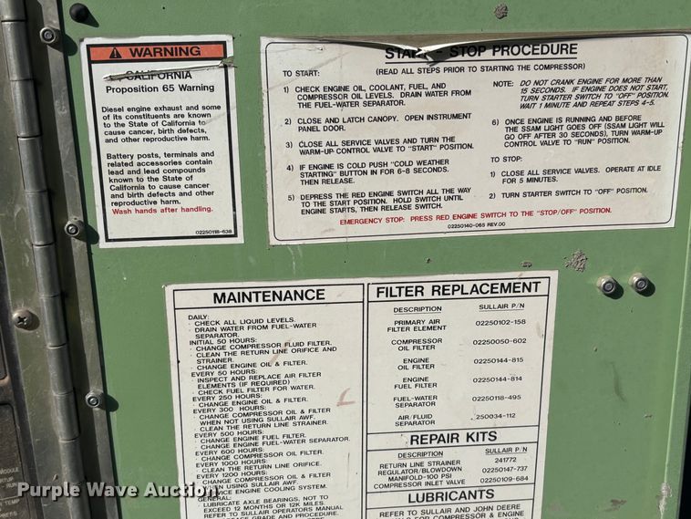 image for item EQ6003 Sullair 185 JD air compressor