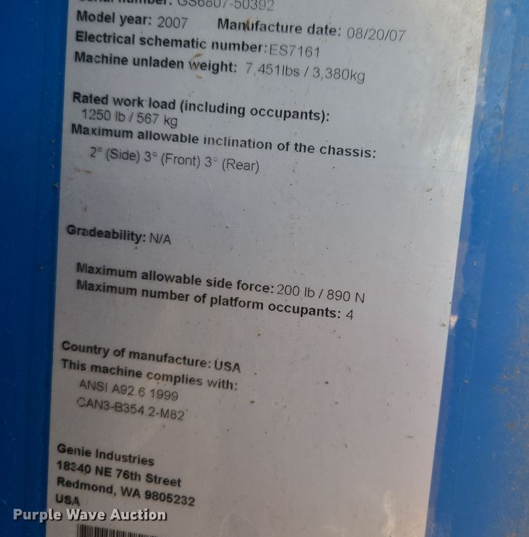 image for item ER5043 2007 Genie GS-2668 RT scissor lift