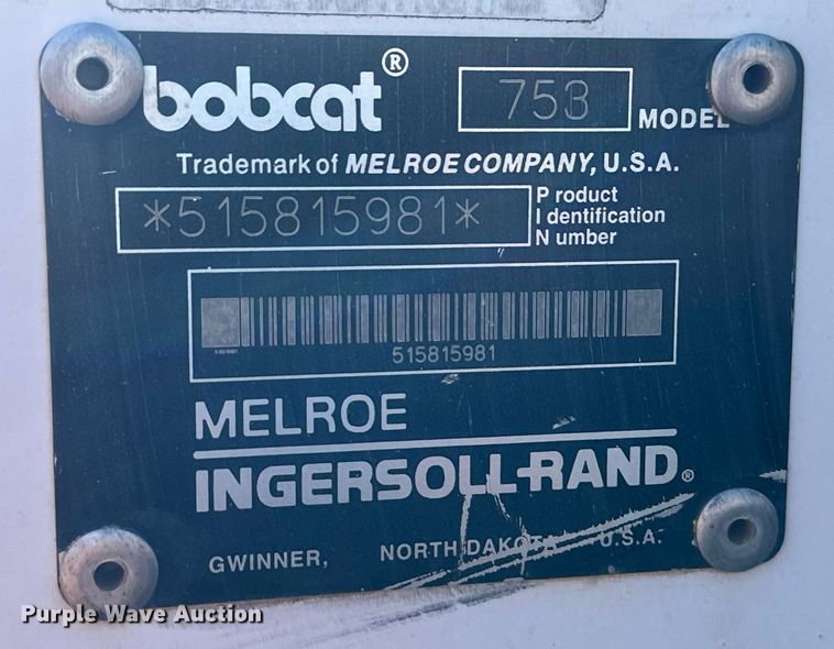 image for item ER8396 1998 Bobcat 753 skid steer loader