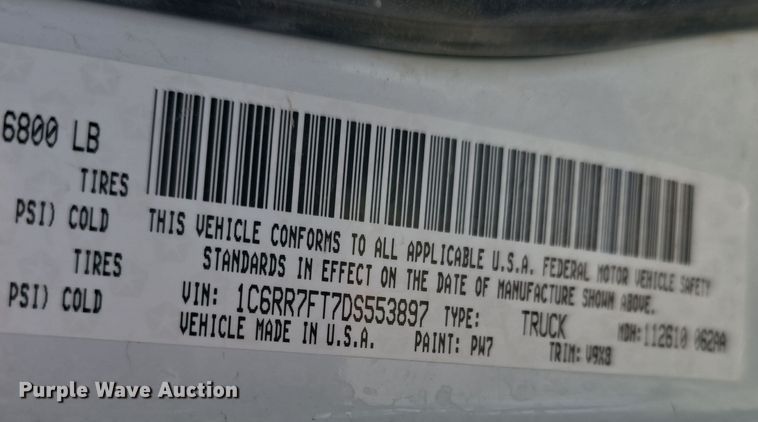 image for item LW9992 2013 Dodge Ram 1500 Quad Cab pickup truck