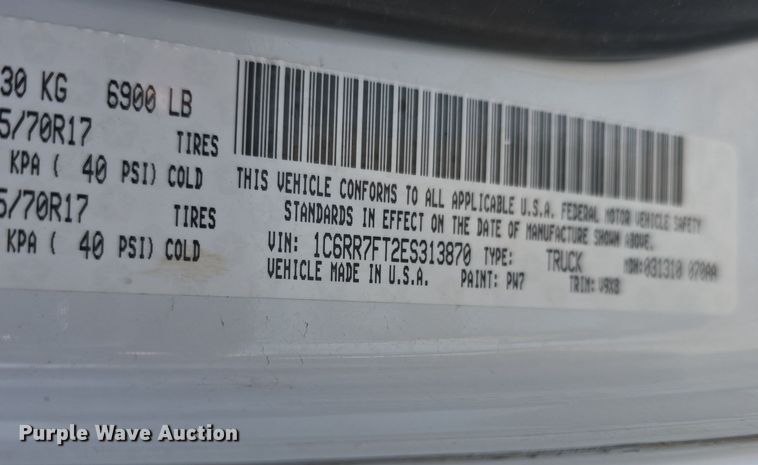 image for item LW9996 2014 Dodge Ram 1500 Quad Cab pickup truck