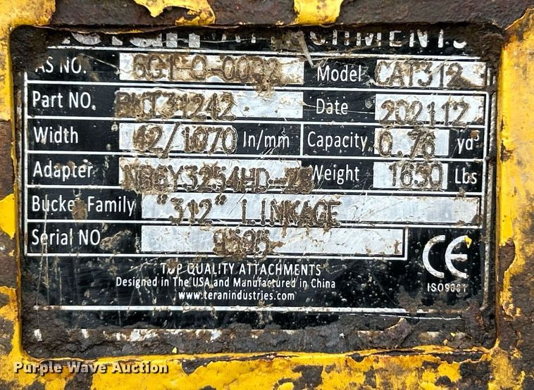 image for item NJ9674 Teran CAT312 excavator bucket