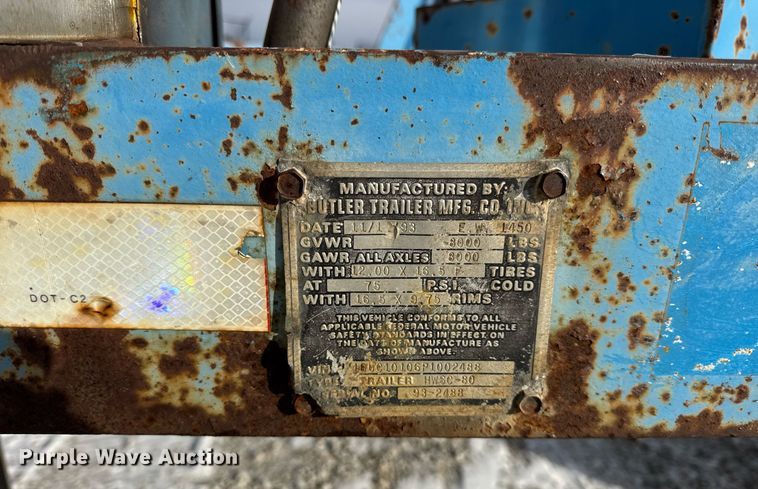 image for item OG9763 1993 Butler trailer mfg  HWSC-80 reel trailer