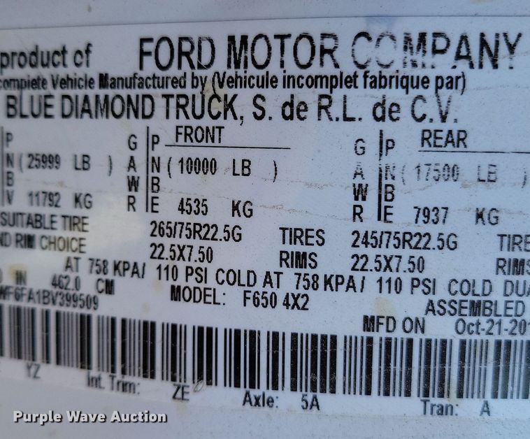 image for item OH9407 2011 Ford F650 Super Duty bucket truck