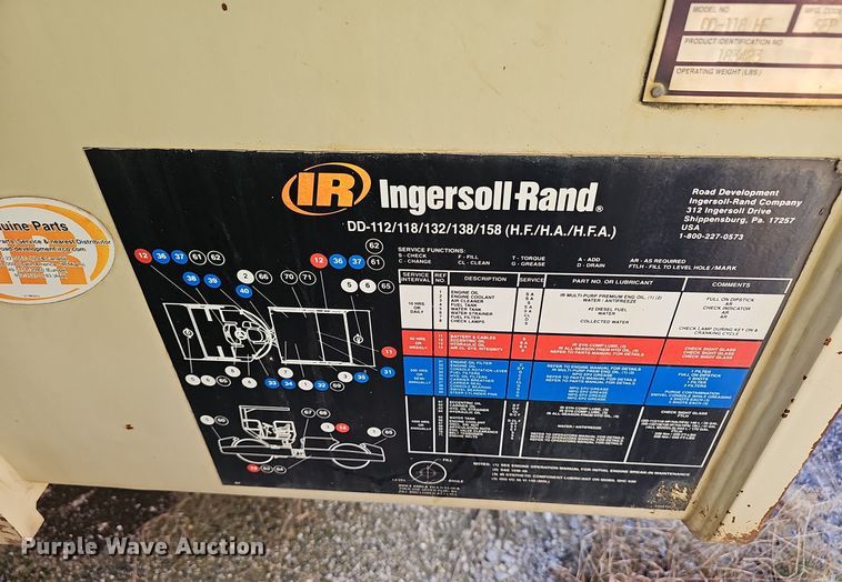 image for item OJ9143 2005 Ingersoll Rand DD-118HF double drum vibratory roller