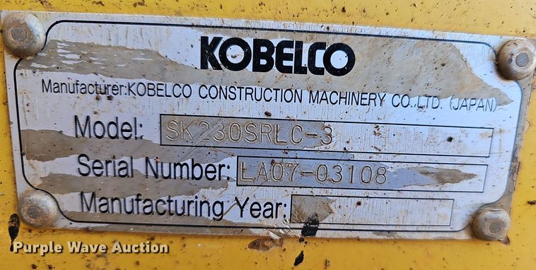 image for item OJ9226 Kobelco SK230SRLC-3 excavator