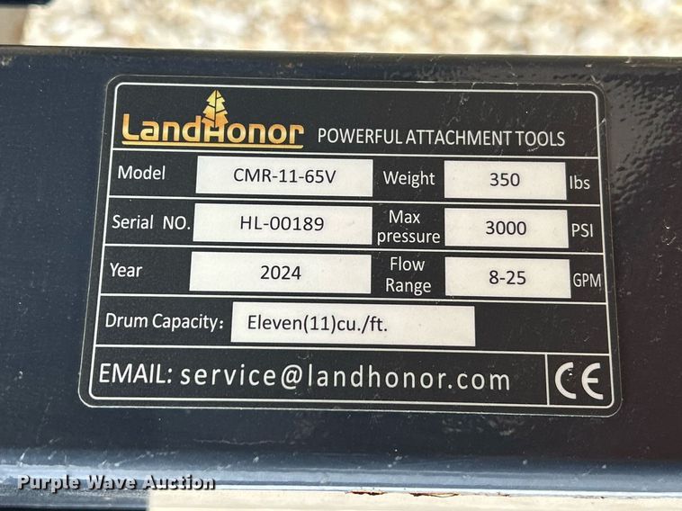 image for item OJ9282 2024 Land Honor CRM-11-65V skid steer concrete mixer