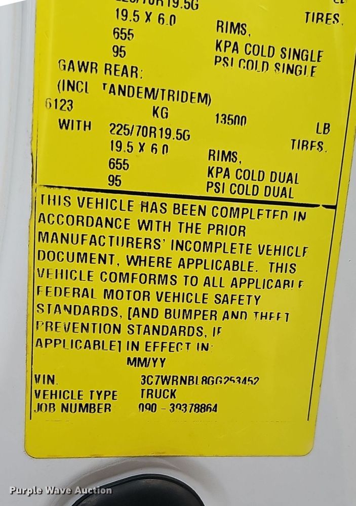 image for item OJ9283 2016 Dodge Ram 5500 flatbed truck