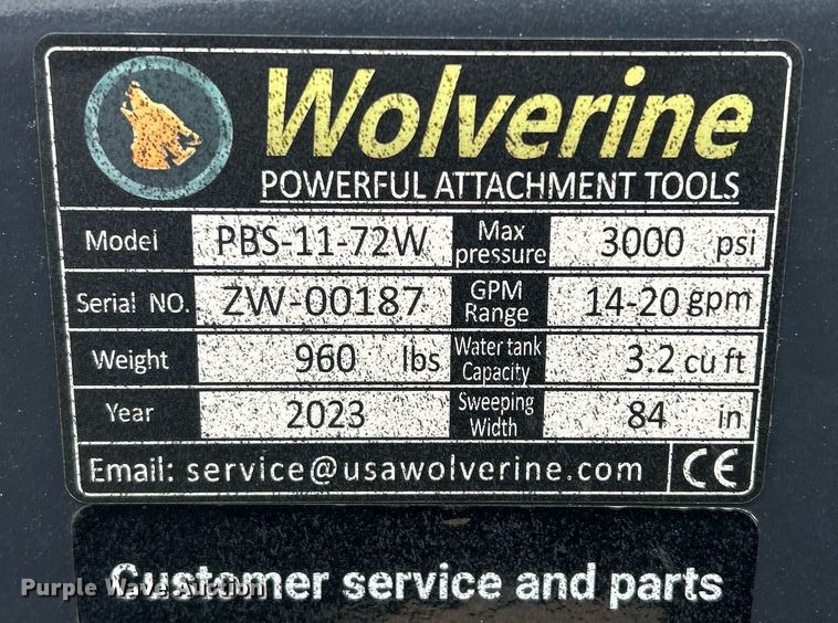 image for item OJ9288 2023 Wolverine PBS-11-72W skid steer sweeper