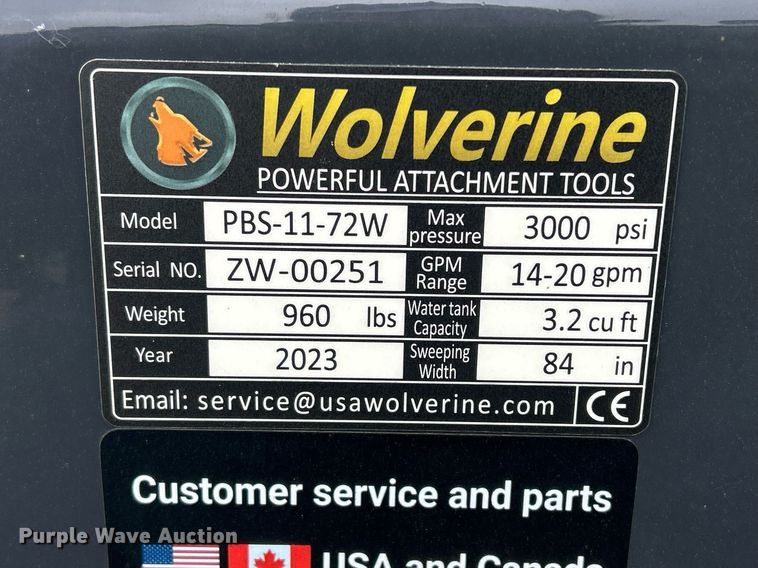 image for item OJ9290 2023 Wolverine PBS-11-72W skid steer sweeper