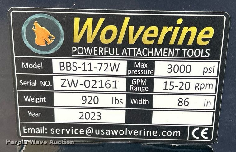 image for item OJ9291 2023 Wolverine BBS-11-72W skid steer sweeper