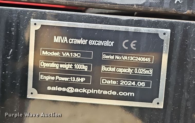 image for item OJ9297 2024 MVA VA13C mini excavator
