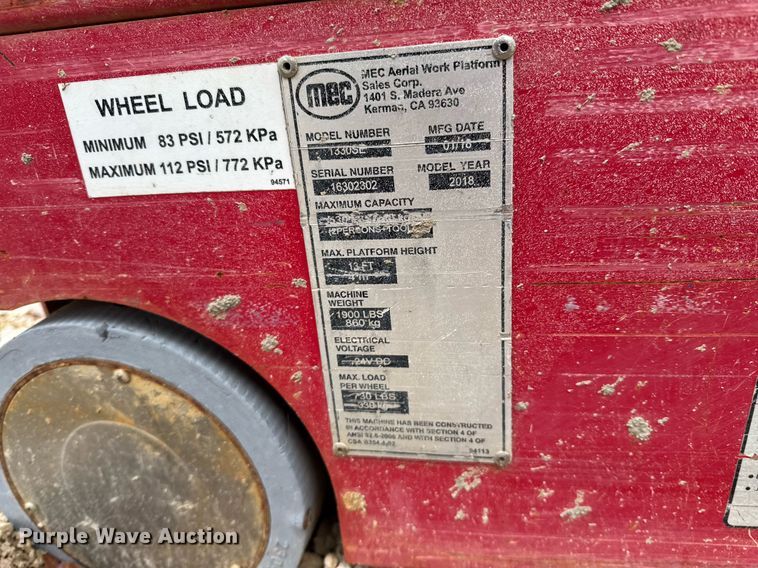 image for item OJ9299 (2) 2018 MEC 1330SE scissor lifts