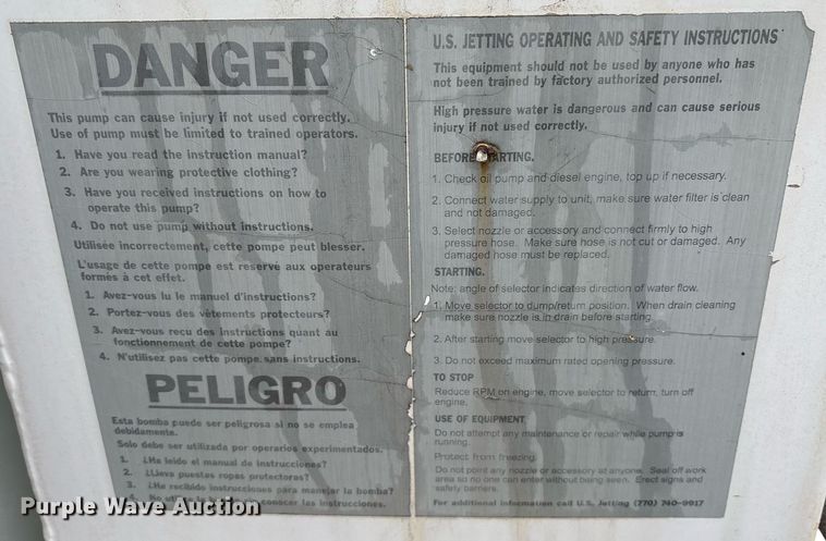 image for item OK9308 2003 US Jetting Inc 4018-300TRL sewer jetter trailer