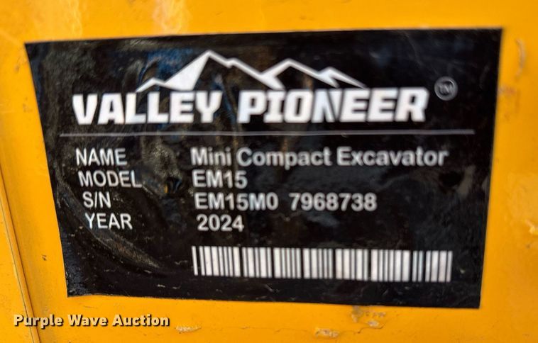 image for item OK9328 2024 Valley Pioneer EM15 mini excavator