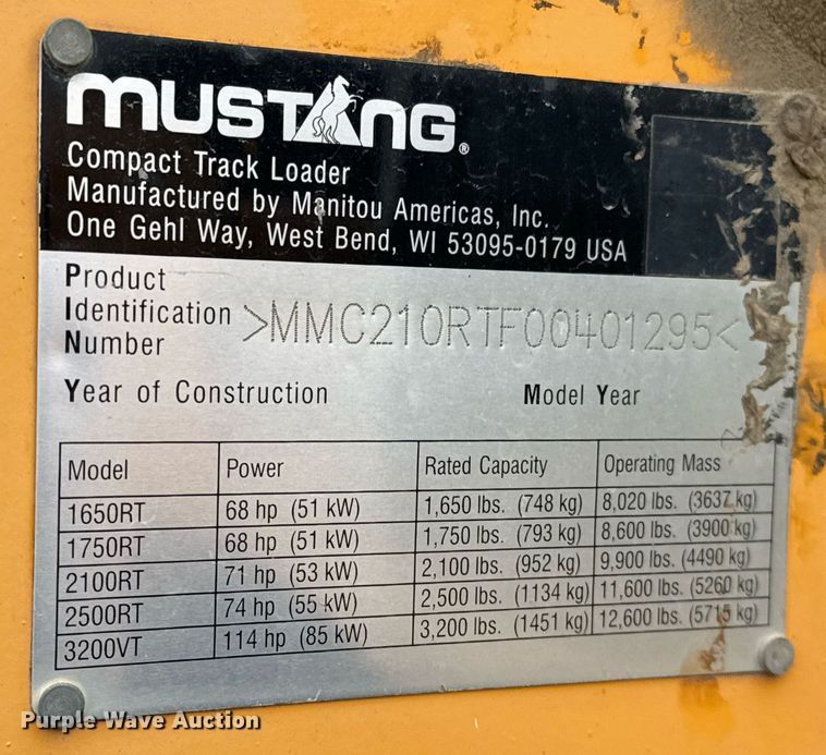 image for item OK9390 Mustang 2100RT tracked skid steer loader