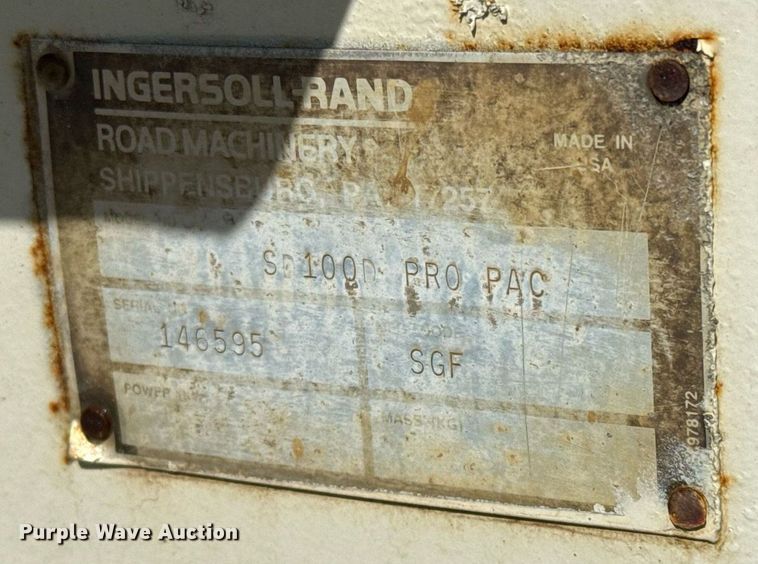 image for item OK9391 1997 Ingersoll-Rand SD-100D single drum vibratory roller