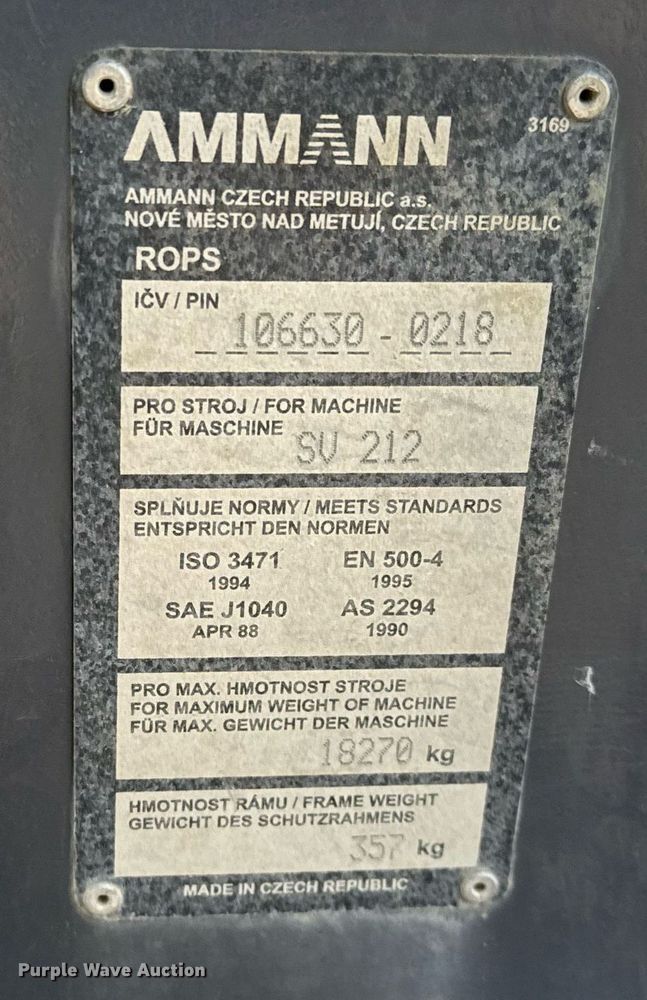 image for item OK9392 2004 Case SV212 single drum vibratory roller