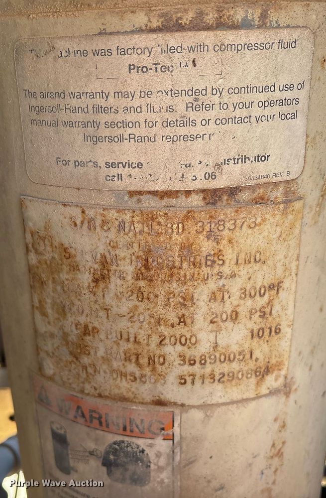 image for item OK9393 2000 Ingersoll-Rand P185WIR air compressor