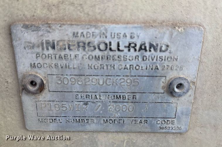image for item OK9393 2000 Ingersoll-Rand P185WIR air compressor