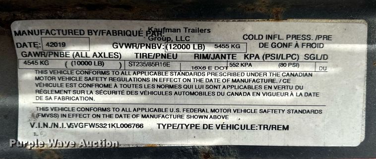 image for item DF8445 2019 Kaufman wedge car carrier