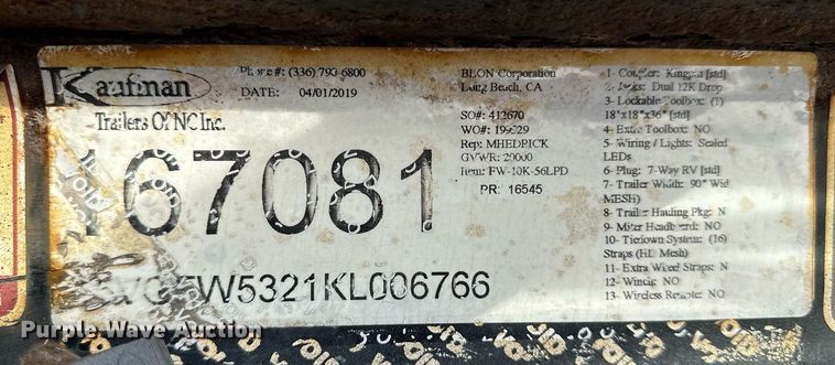 image for item DF8445 2019 Kaufman wedge car carrier