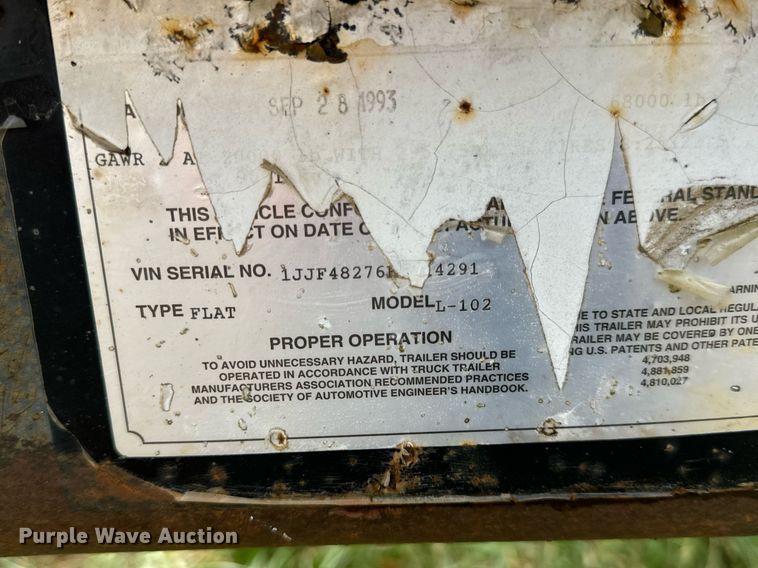 image for item DP6814 1994 Wabash L-102 flatbed trailer