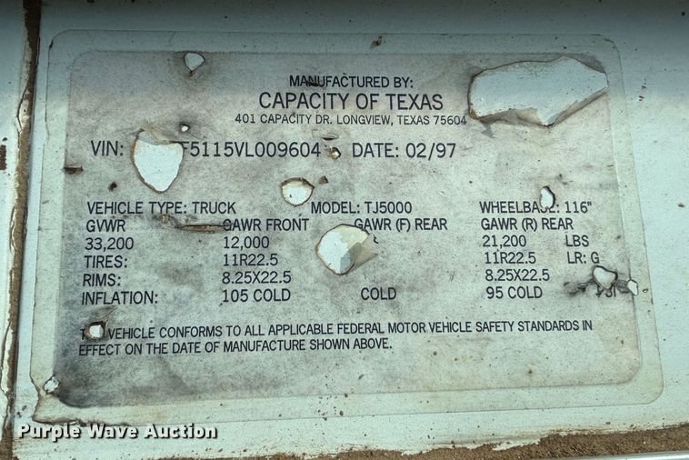 image for item DS2547 1997 Capacity TJ5000 yard truck