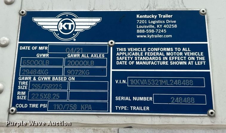 image for item DT2228 2021 Kentucky Trailer  dry van trailer