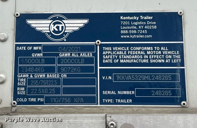 image for item DT2229 2021 Kentucky Trailer dry van trailer