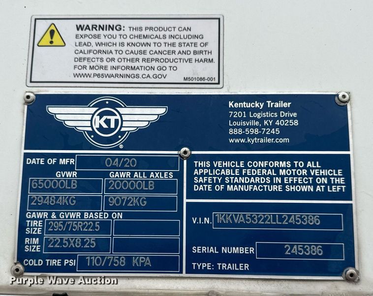 image for item DT2230 2020 Kentucky Trailer  dry van trailer
