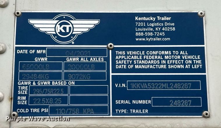 image for item DT2231 2021 Kentucky Trailer  dry van trailer