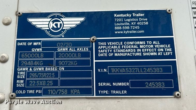 image for item DT2232 2020 Kentucky Trailer  dry van trailer