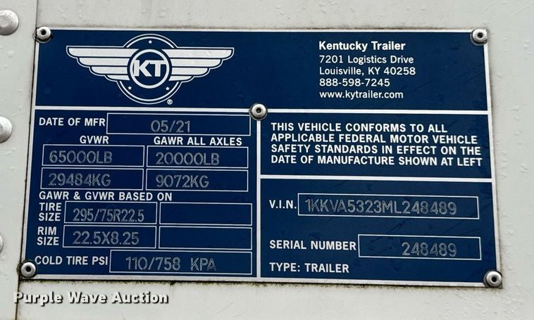 image for item DT2236 2021 Kentucky Trailer  dry van trailer