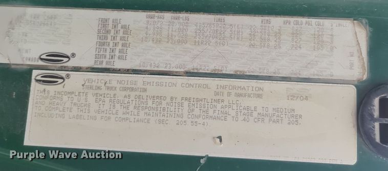 image for item DT6563 2005 Sterling truck cab and chassis