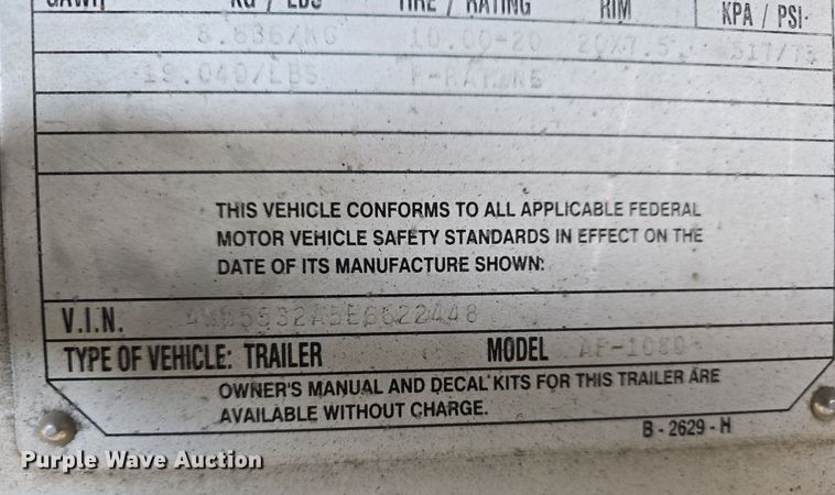 image for item DV0003 2014 Wilson AF-1080 flatbed trailer