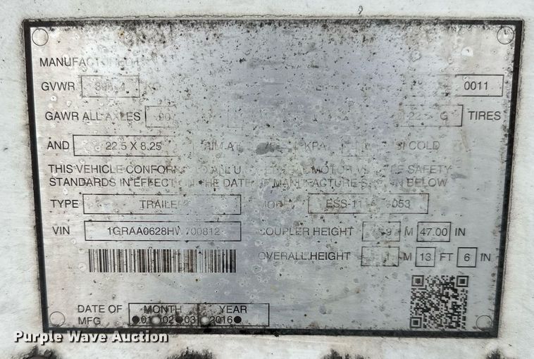 image for item DV0537 2017 Great Dane refrigerated van trailer