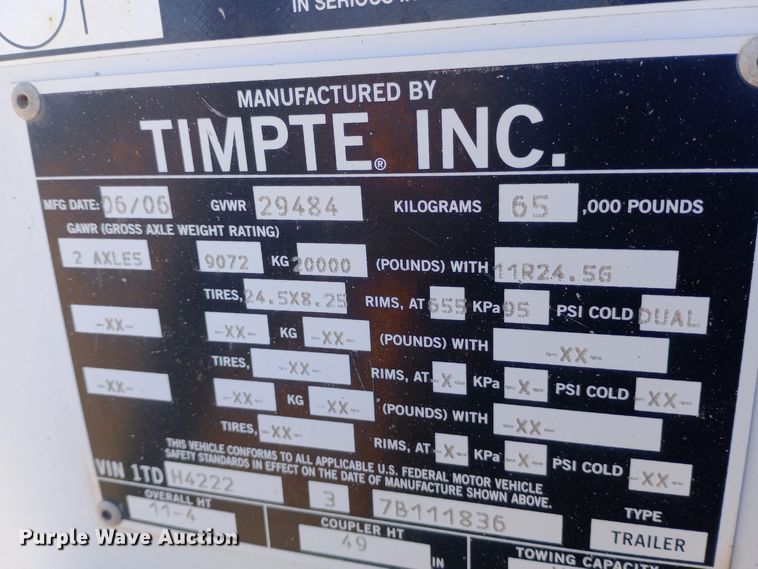 image for item DW0902 2007 Timpte Super Hopper grain trailer