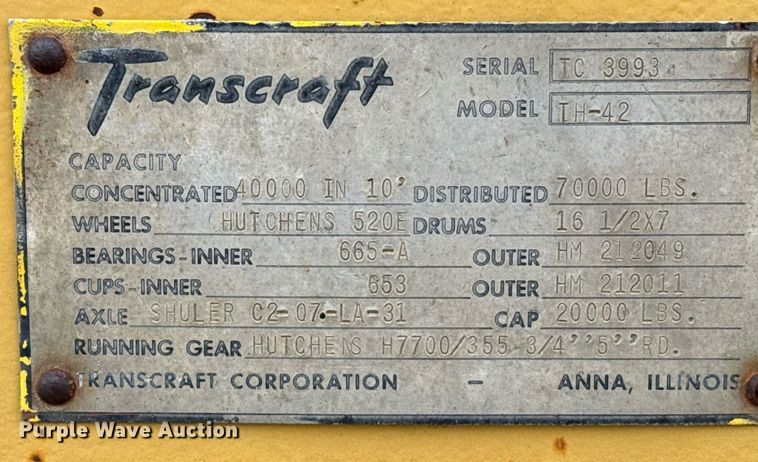image for item DX3851 1973 Transcraft TH-42 flatbed trailer