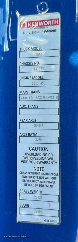 image for item EG7054 2015 Kenworth T880 roll-off container truck