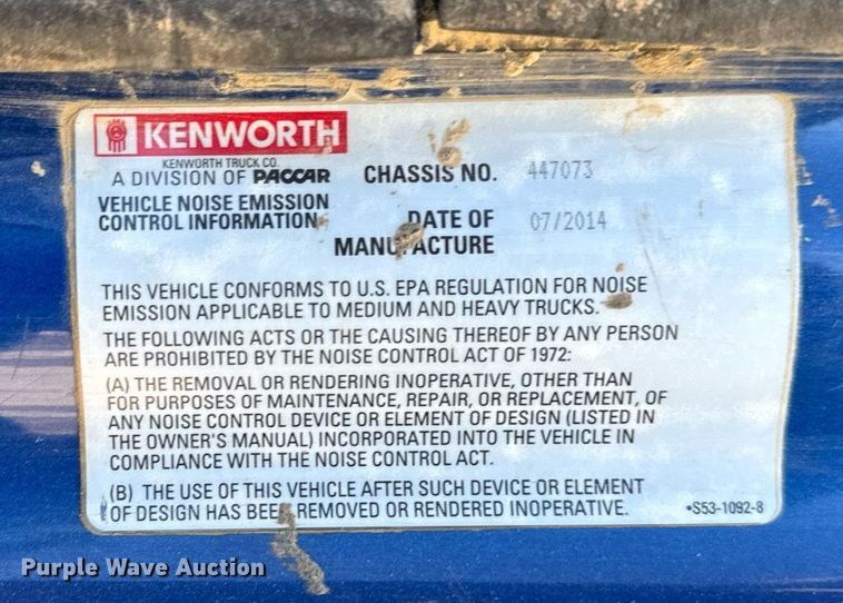 image for item EG7054 2015 Kenworth T880 roll-off container truck