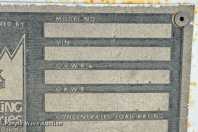 image for item EH7093 1990 Trail King TK60J trailer dolly