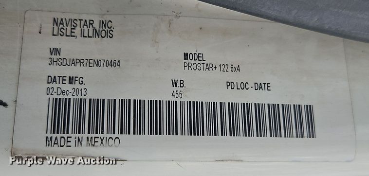 image for item EI8613 2014 International Prostar 122 semi truck