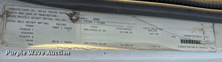 image for item EJ3229 2009 Volvo VN semi truck