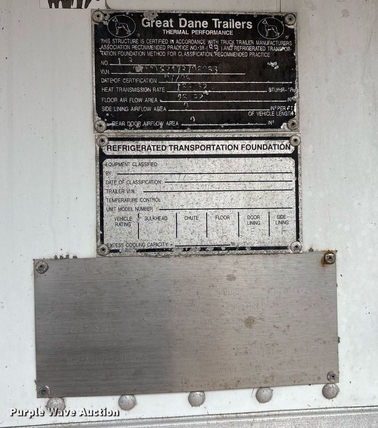 image for item EJ3235 2007 Great Dane 7011TZ refrigerated van trailer