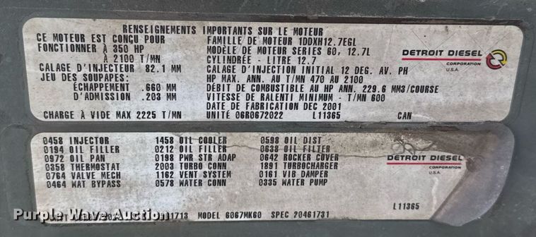 image for item EJ3273 2001 Detroit Diesel Series 60 engine