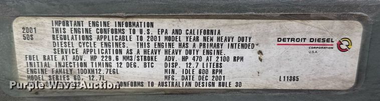 image for item EJ3273 2001 Detroit Diesel Series 60 engine