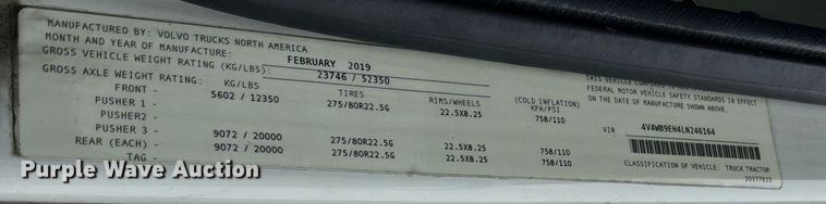 image for item EM0011 2020 Volvo VNR semi truck