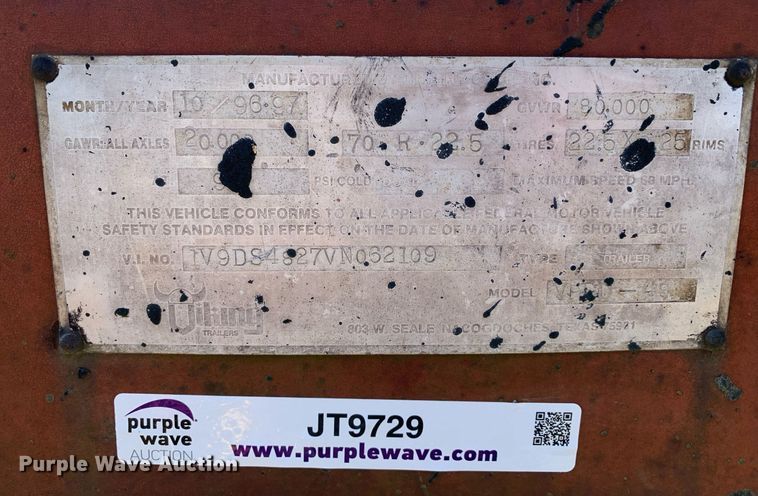 image for item JT9729 1997 Viking VPPD-48 drop deck trailer